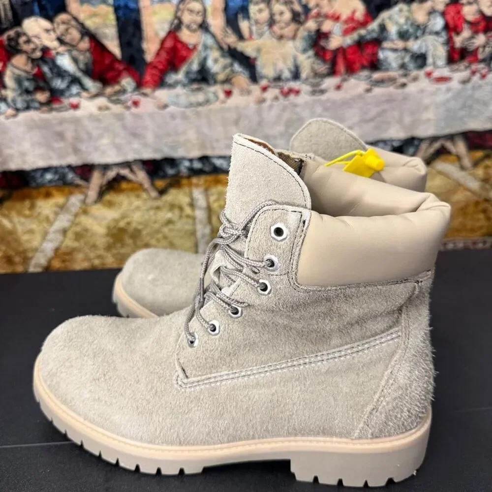 Unbranded Men's Grey and Cream Boots